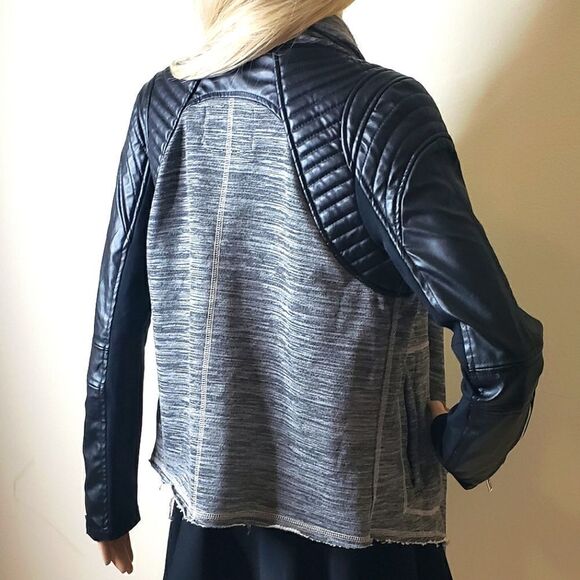 BlankNYC Drape Front Jacket with Faux Leather - Picture 7 of 15